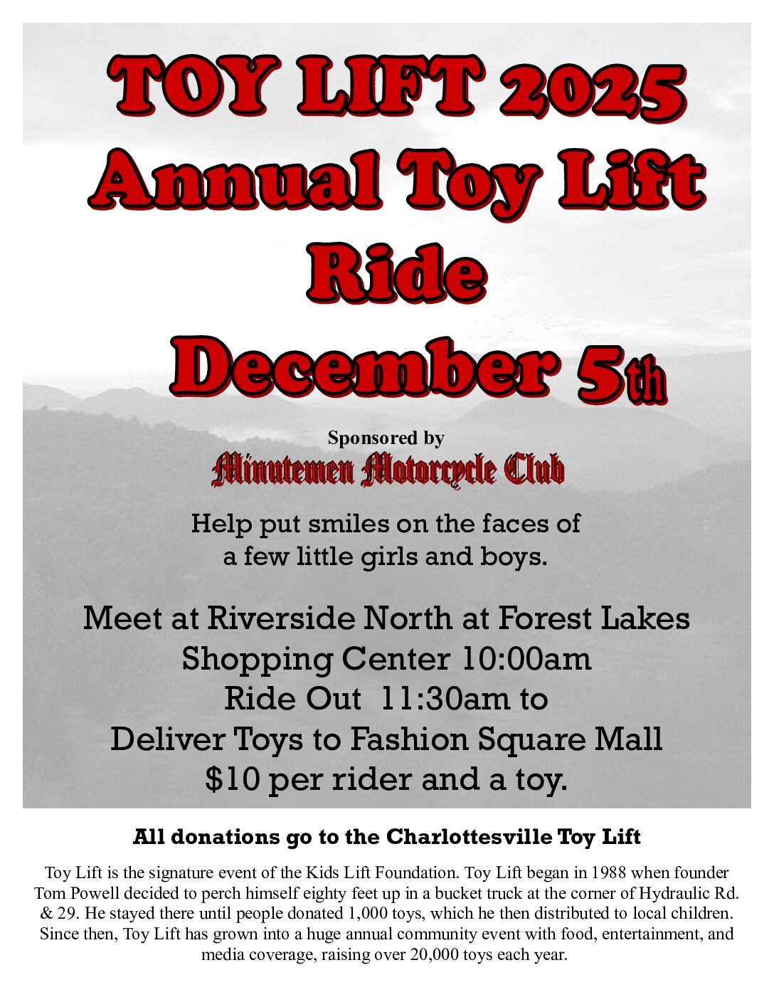 Minutemen MC Toy Lift Ride 2025