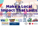 Banner: 'Make a Local Impact That Lasts' radiothon for UVA Health Children; cheering kids in the background with sponsor logos below.